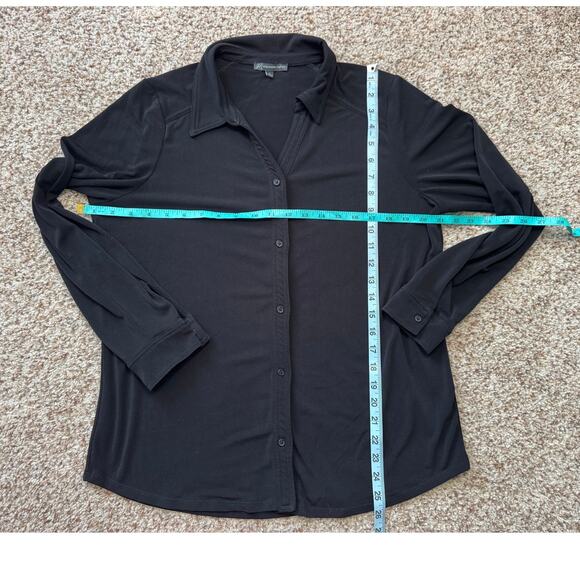 ADRIANNA PAPELL Blouse/Top, button up; long sleeve, stretchy Black, size L - Picture 3 of 9